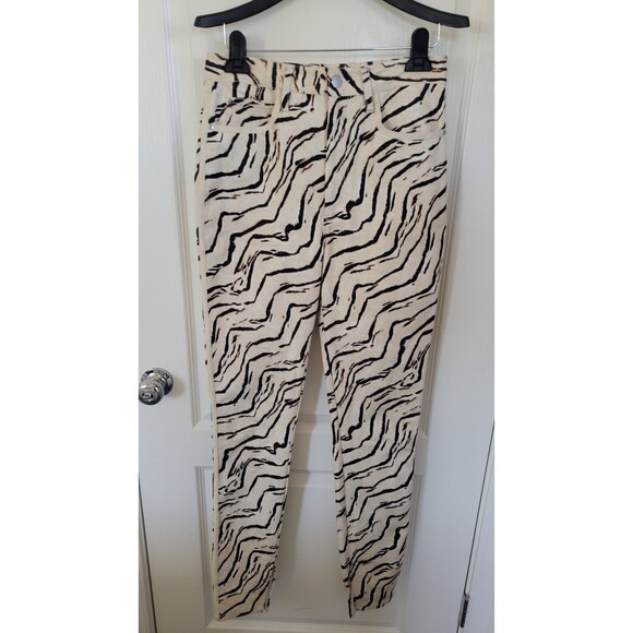 Women's WeWoreWhat Piped Stiletto Slit Pant Tiger Ivory - Picture 1 of 4